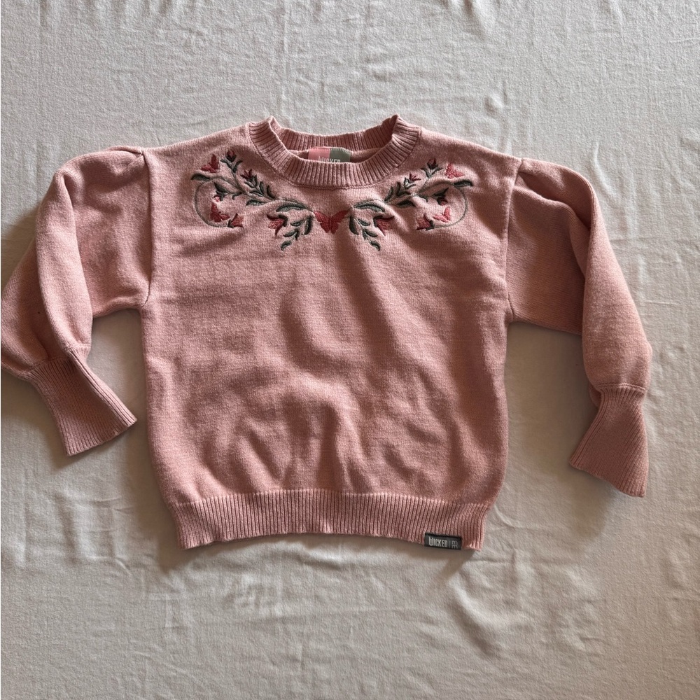 Reserved Pink Floral Embroidered Sweater